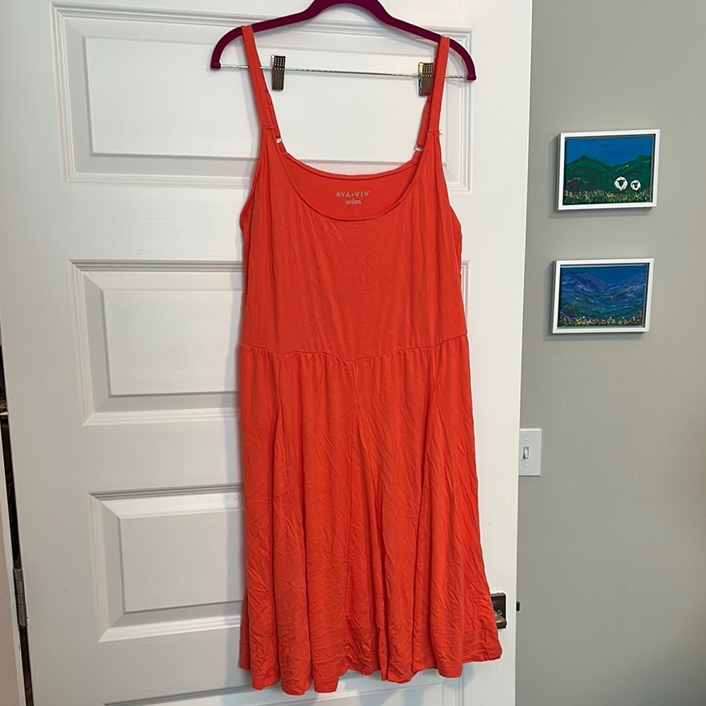 Ava & Viv Vibrant Orange Midi Dress